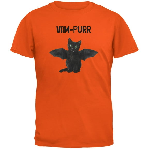 Halloween Cat Vampire Vam-purr Orange Youth T-Shirt - Small(6/8)