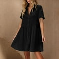 thumbnail image 2 of Summer Dresses For Women 2025 Sevevn Women's Casual Short Sleeve Button Down Mini Shirt Dress Cotton Linen Babydoll Tunic Loose Beach Dress, 2 of 8