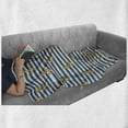 thumbnail image 6 of Harbour Stripe Soft Flannel Fleece Throw Blanket, Old Style Nautical Fashion Anchors Forms Coast Theme, Cozy Plush for Indoor and Outdoor Use, 60" x 80", Earth Yellow Slate Blue, by Ambesonne, 6 of 6