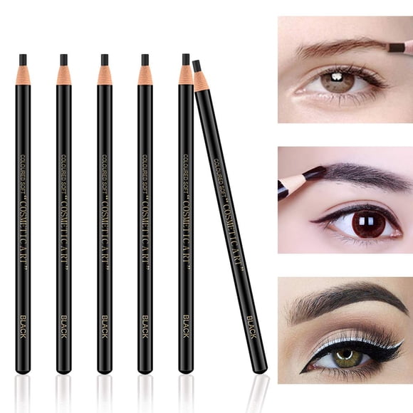 6 Pcs Pull Cord Peel-off Eyebrow Pencil Tattoo Makeup and Microblading Supplies Set for Marking, Filling and Outlining, Waterproof and Durable Permanent Eyebrow Liner-Black