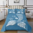 thumbnail image 1 of YST Cartoon Fish Scale Quilt Set King for Kids Boys Girls,Mermaid Coverlet Set,Tropical Mermaid Tail Bedspread Set,Ocean Starfish Shell Bed Cover with 2 Pillowcases for Bedroom, 1 of 3