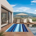 thumbnail image 3 of Mexican Style Outdoor Rug for Patio/Deck/Porch, Non-Slip Large Area Rug 6 x 9 Ft, Colorful Mexico Stripes Ombre Blue Indoor Outdoor Rugs Washable Area Rugs, Reversible Camping Rug Carpet Runner, 3 of 8