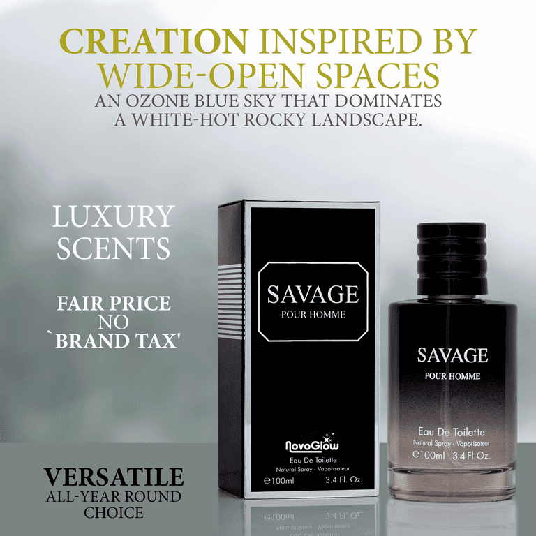 Savage for Men 3.4 Oz Men's Eau De Toilette Spray Refreshing & Warm  Masculine Scent for Daily Use Men's Casual Cologne Includes NovoGlow  Carrying