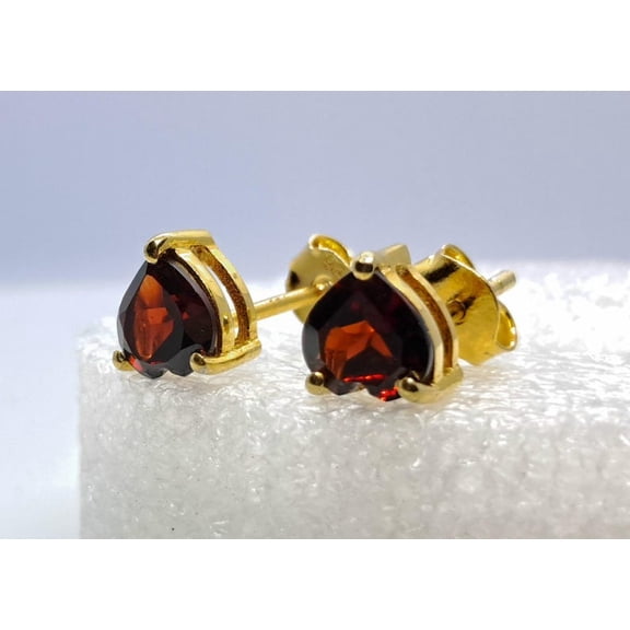 Genuine Garnet Stud Earrings, Garnet Earrings, Natural Red Garnet Earrings, January Birthstone Stud Earrings