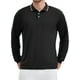 thumbnail image 1 of Camisa polo de golf de negocios de manga larga de ajuste regular para hombres, color sólido, negra, 1 of 6