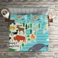 thumbnail image 2 of Ambesonne North America Quilted Coverlet 3 Pcs, Indigenous Animals, King Size, Multicolor, 2 of 2