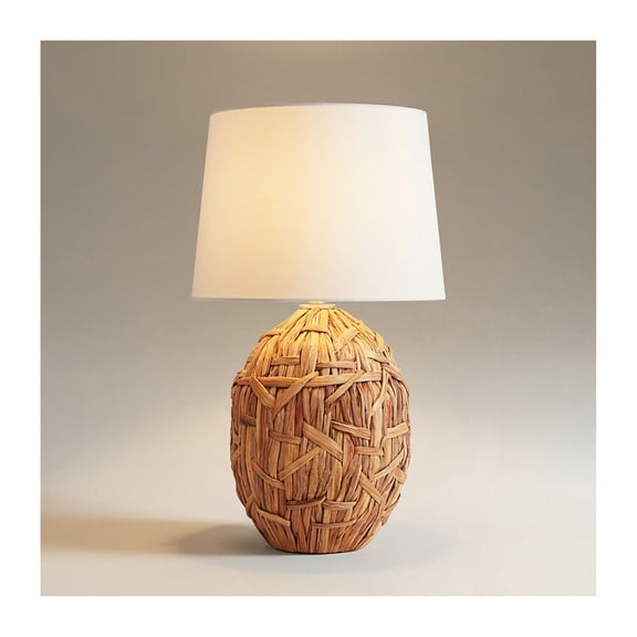 360 Lighting Nantucket Modern Coastal Table Lamp 26" High Natural Woven Seagrass White Drum Shade for Bedroom Living Room House Bedside Nightstand