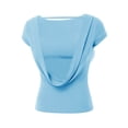 thumbnail image 6 of hoksml Women's Open Back Short Sleeve Crop Top, Stretchy Fitted Tee, Solid Color Scoop Neck Casual T-Shirt, 6 of 8