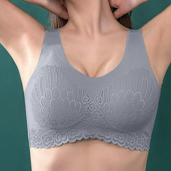 UPPADA Soutien-Gorge Gainant Sans Armatures pour Femmes, Grande Taille, Rehausseur, Soutiens-Gorge de Tous les Jours pour Dormir, devant en Dentelle, Soutiens-Gorge Mignons, Ajustement Confortable, Rehausseur Rembourré, Confort, Sans Fil pour Aînées