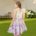 thumbnail image 7 of Abcomgle Summer Dress for Girls 14-16 Casual Halter Neck Sleeveless Girls Dresses Floral Print A-line Sundresses Loose Swing Dresses 3-4 Years,Purple Pink, 7 of 7
