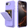 thumbnail image 3 of TECH CIRCLE for iPhone 16e (2025 Release) 6.1" Rugged Plastic Case with Built-in Mirror/Card Holder Slot, Slim Fit Lightweight Shockproof Wallet Phone Cover for Women Men, Purple, 3 of 4