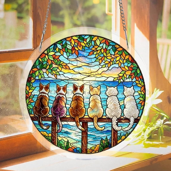 Sun Catcher Kit, DIY Stained Glass Window Hanging, Puzzle Suncatcher Craft Set for Home Decor