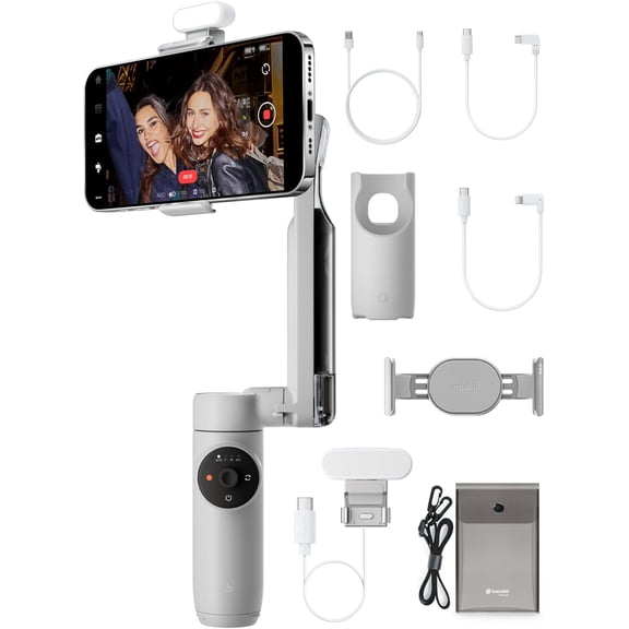 Flow Gimbal Stabilizer for Smartphone, Creator Kit - AI-Powered Gimbal, Auto Tracking Phone Stabilizer, 3-Axis Stabilization, Built-in Tripod, Portable & Foldable