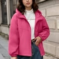 thumbnail image 6 of FRSASU Ladies' Casual Solid Color Cotton Jacket Long Sleeve Fashion Hooded Coat Top Hot Pink, 6 of 9