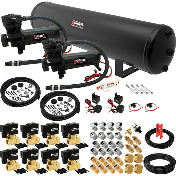 Vixen Air Suspension Kit for Truck/Car Bag/Air Ride/Spring. On Board System- Dual 200psi Compressor, 5 Gallon Tank. For Boat Lift,Towing,Lowering,Load Leveling,Onboard Train Horn VXX1209H/4852DB