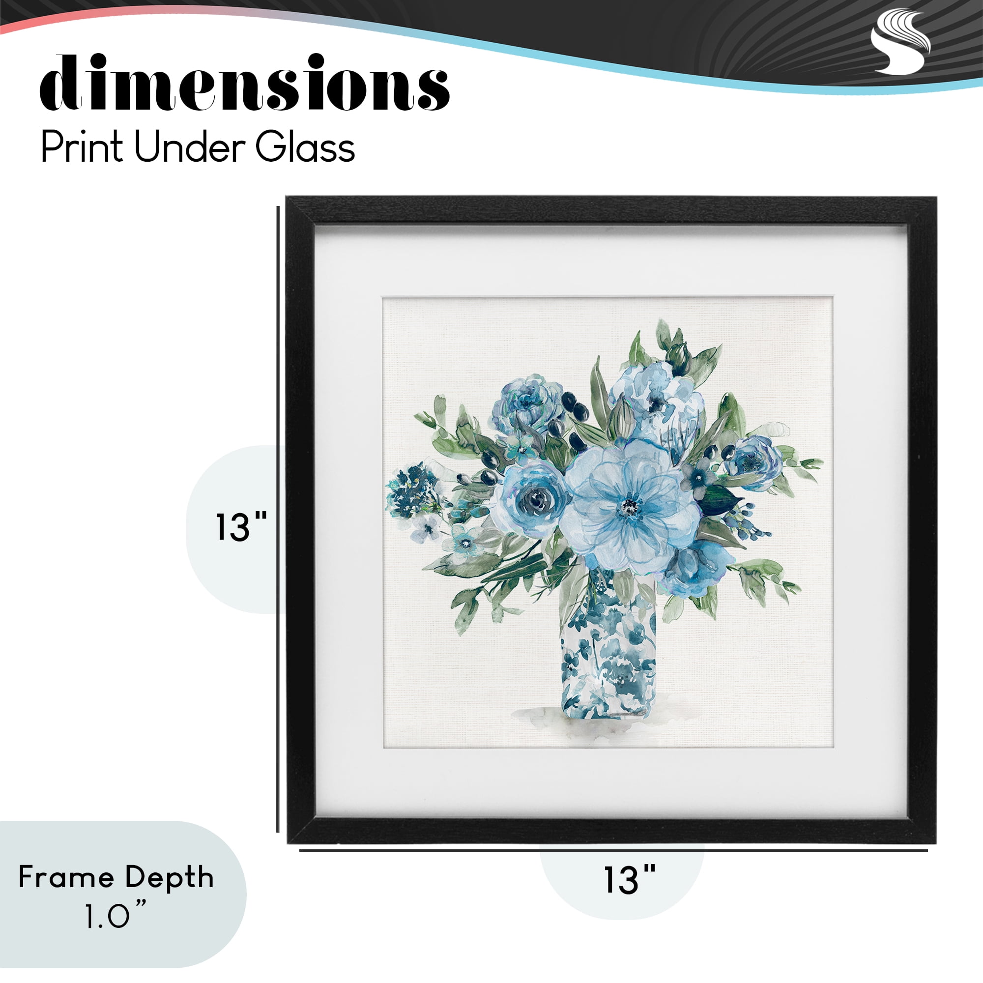 Stupell Industries Pastel Blue Bouquet Foliage Black Framed Print Under Glass, design by Carol Robinson