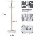 thumbnail image 5 of Metal Coat Rack Stand with Natural Marble Base, Free Standing Hall Tree with 12 Hooks for Hanging Scarf, Bag, Jacket, Home Entry-way Hat Hanger Organizer (White), 5 of 8