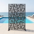 thumbnail image 1 of YUSAZENS Galvanized Steel Outdoor Privacy Screen, 3-Piece Set, Weather Resistant for Patio Backyard Black, 1 of 8