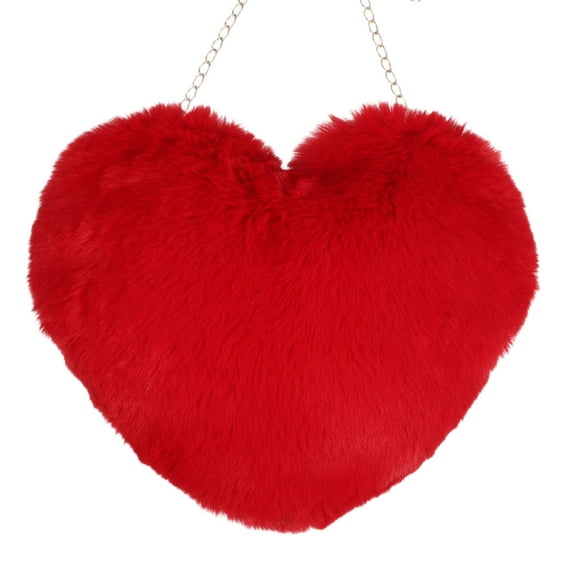 Masteelf Red Heart Shaped Women Bag with Chain for Daily Use Portable Fashionable Fabric Shoulder Bag 1PC