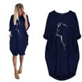 thumbnail image 2 of QIPOPIQ Robes pour Femmes avec Poches Manches Courtes Chandail Ample Imprimé Robe d'Été Mini-Robe Aubaines 2023, 2 of 4