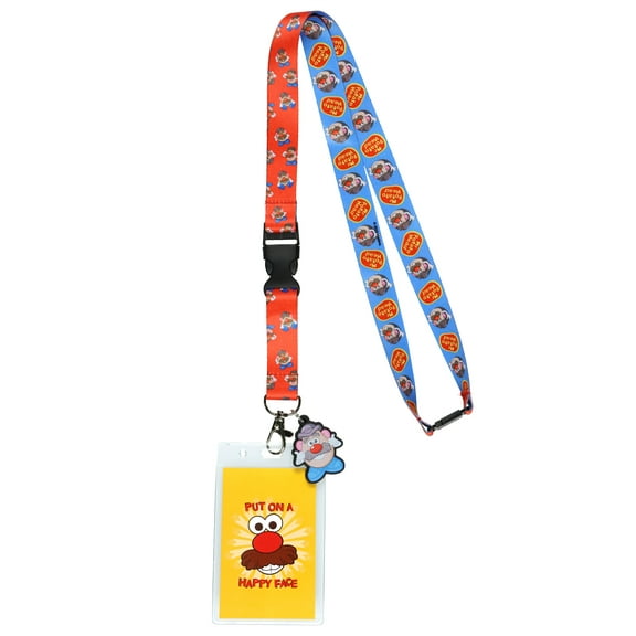 Mr. Potato Head Lanyard Put On A Happy Face Clear Breakaway ID Badge Holder with 2" Rubber Charm Keychain