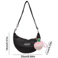 thumbnail image 3 of Bolso bandolera para mujer Bolso de hombro plisado de lona Color sólido con colgante (Negro), 3 of 8
