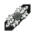thumbnail image 2 of Cinturones elásticos para mujeres, banda de cintura de flores de rosa vintage elegante con rhinestones para vestido abrigo 80x6cm/31.5x2.4" banda negra-blanca, 2 of 6