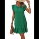 thumbnail image 2 of Vestidos de Verano para Mujer, Cuello Redondo, Corta, Dobladillo con Volantes, Vestido Mini Informal, Verde, Talla M, 2 of 7