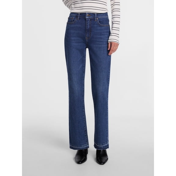 Scenario Women's and Women's Plus High Rise Straight Leg Let Down Hem Jeans, 29" Inseam, Sizes 0-28W