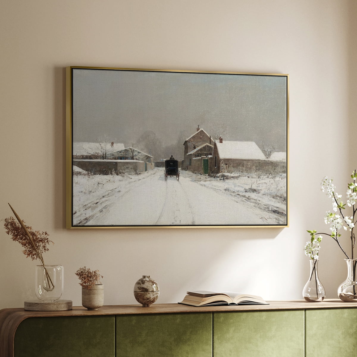 Vintage Animal Print-XXVII By Wexford Home Framed in Gold Wood Gallery Wrapped Canvas 17 in. x 25 in.