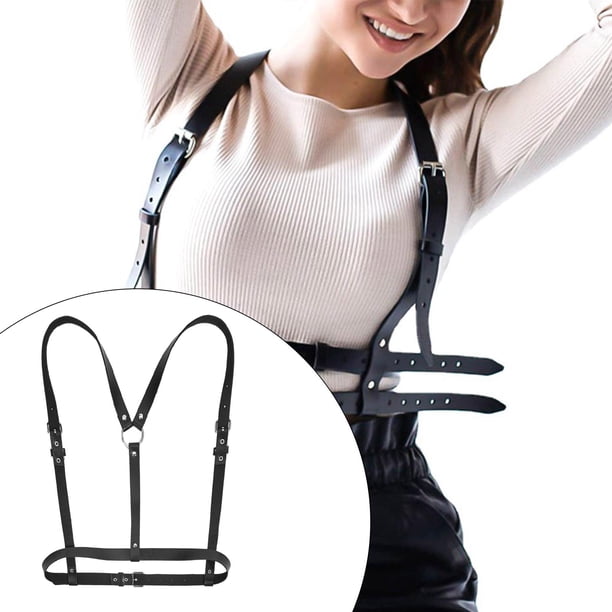 Cinturón de cintura para mujer, cinturón Punk, cinturón para el pecho, cadena para el cuerpo, cinturón de piel sintética, arnés para el cuerpo, chalec
