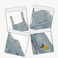 thumbnail image 7 of Coerni Girls Denim Overalls Kids Sleeveless Wide Leg Jumpsuit Bib Overall with Pockets Vintage Patchwork Preppy Trendy Bib Romper, 7 of 7