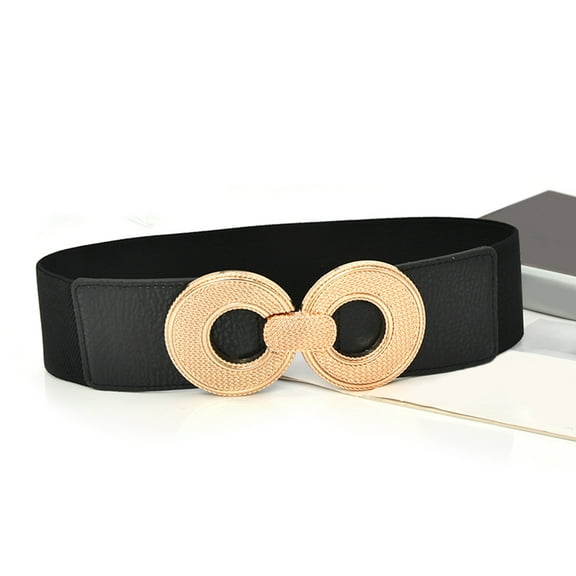Tittly Leather Belt Belts for Women Women Stretchy Belt For Dresses Vintage Elastic Wide Waist Belt Wide Belts Western Belts Black One Size