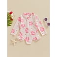 thumbnail image 2 of Bslissey Toddler Baby Rash Guard Swimsuit Romper Flower Print Long Sleeve Ruffles Zipper Bathing Suit 6M 12M 18M 24M 3T 4T Kids Summer Cute One Piece Swimwear Beach Wear, 2 of 8
