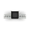thumbnail image 2 of 2.66 ct Brilliant Princess Cut Natural Onyx 14k White Gold Solitaire with Accents Engagement Bridal Wedding Ring Band Set size 7.25, 2 of 7
