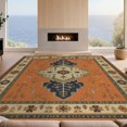 thumbnail image 2 of Design&I 8'x10' Washable Area Rug Orange Navy Symmetrical Geometric Floral Design Elegant Symmetry with Botanical and Motifs for Living Room, Family Extra Large Skid-Resistant Low Profile, 2 of 7