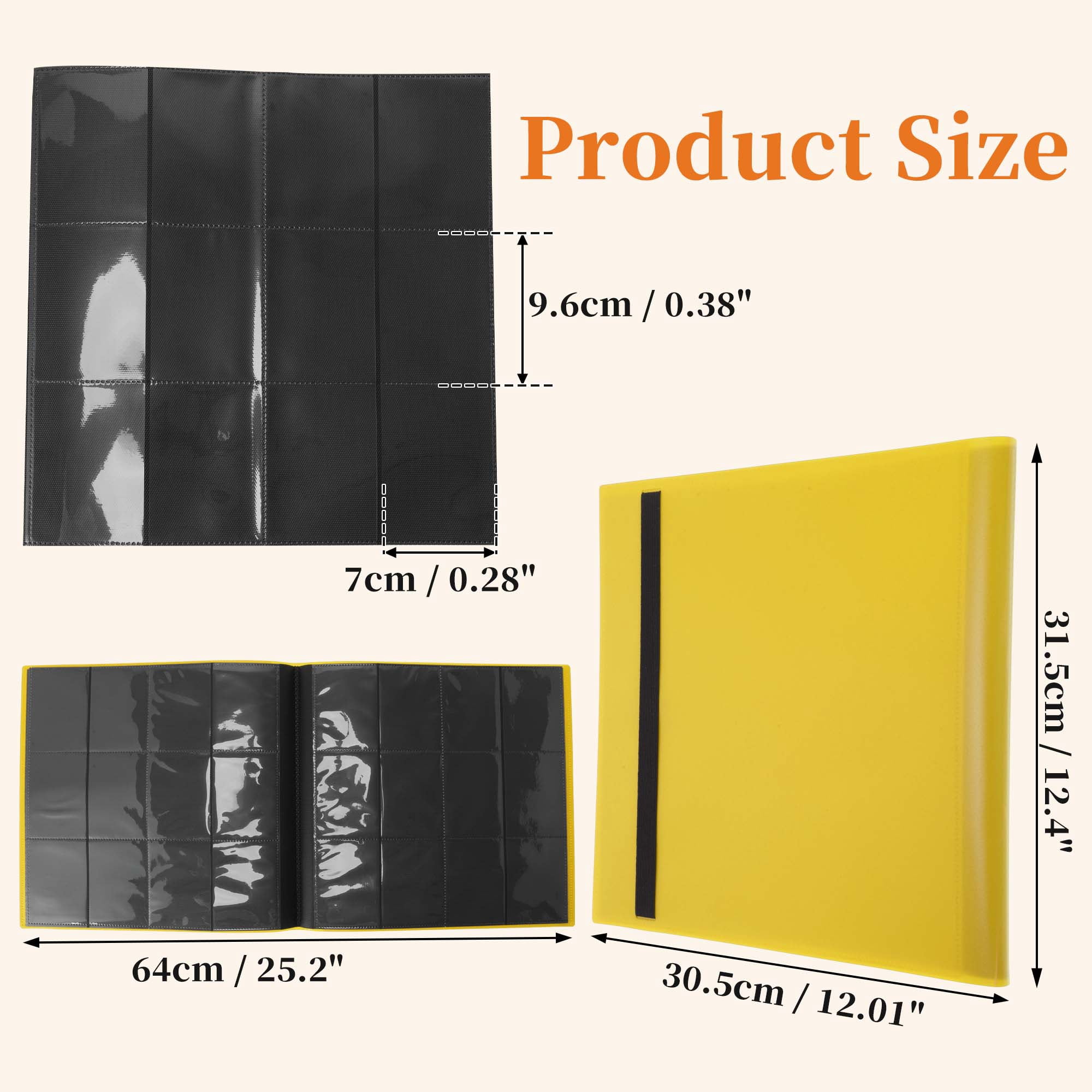 Unique Bargains Card Binder with 12 Pockets and 20 Pages for 480 Card Capacity ["Yellow"]