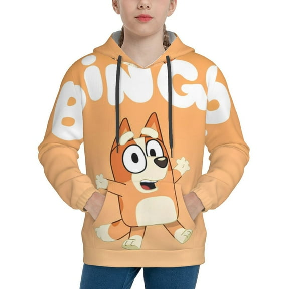 Silaia Bluey Print Boys' Hoodie, Youth Pullover,Athletic Performance Sweatshirt for Boys,Youth Pullover Hooded Winter Clothes with Pocket-Small