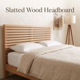 thumbnail image 3 of Queen Size Mid-Century Wood Platform Bed Frame with Slatted Headboard, No Box Spring Needed, Natural Wood, 3 of 9
