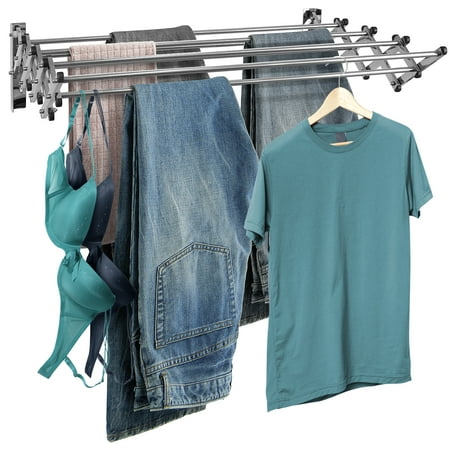 Wall Mounted Cloth Drying Rack Sorbus Clothes Drying Rack, Wall Mounted Space-Saver, Great Organization for Laundry Room, Mudroom, Bedroom, Pool Area, etc ()