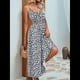 thumbnail image 4 of Vestido Bohemio Midi de Verano para Mujer, Informal, Floral, con Tirantes Finos y Cordones, Vestido Fluido S, 4 of 10