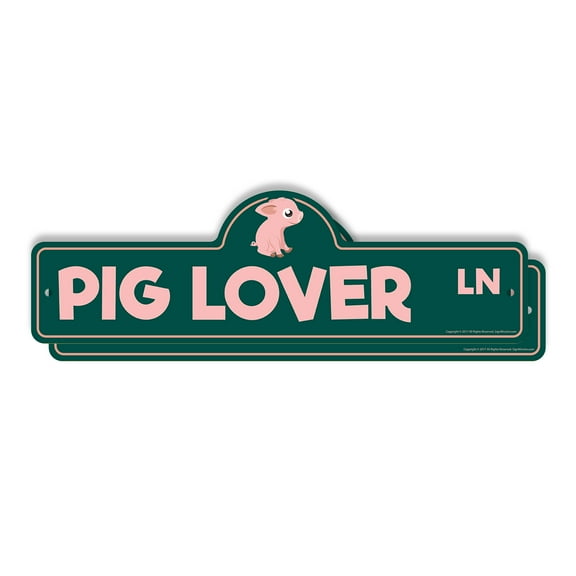Pig Lover (2 Pack) Plastic Street Sign - 7 Inch X 20 Inch Gift Animal Farm Pet Cute Rustic Funny Loyal Companion Nature Decor Outdoors