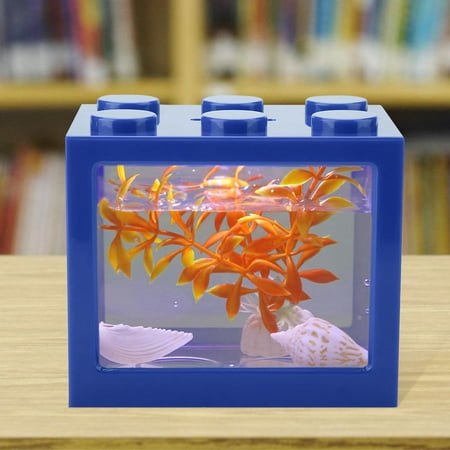 Otviap Decorative Mini Aquarium Usb Led Light Lamp Fish Tank Box