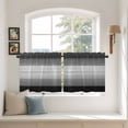 thumbnail image 3 of Black Gray Tier Curtains, Farmhouse Vintage Gradient Wooden Plank Light Filtering Kitchen Curtains, 2Pcs Rod Pocket Half Window Treatments Panels for Sink Cafe Cabinet Camper 27.5x36 Inches, 3 of 9