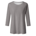 thumbnail image 4 of DHFJKG 3/4 Sleeve T Shirt Women Casual Crewneck Solid Color Spring Summer Top Soft Comfort Stretch Fit Daily Wear Basic Tee, 4 of 5