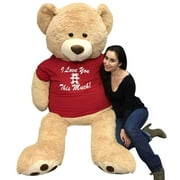 Big Plush Giant 6 Ft Valentine Teddy Bear Very Soft, Huge Valentine's Day Plushie Packed in Big Box Ready to Hug, T-shirt Reads I Love You This Much, Weighs 24 Pounds
