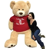 Big Plush Giant 6 Ft Teddy Bear Soft, Tshirt Says I Love You This Much, Weighs 22 Pounds
