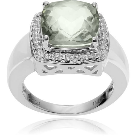Brinley Co. Women's Topaz Accent Green Amethyst Rhodium-Plated Sterling Silver Fashion Ring