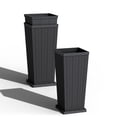 thumbnail image 2 of Devoko 24" Tall Planters for Outdoor Plants Set of 2, Woven-Textured Outdoor Plant Pots with Trays for Patio, Front Porch, 2 of 8