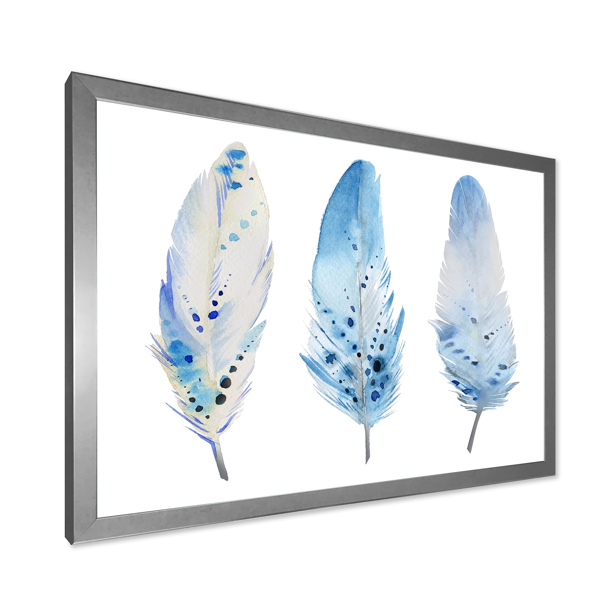 Designart 'Abstract Blue Boho Feathers II' Lake House Framed Art Print